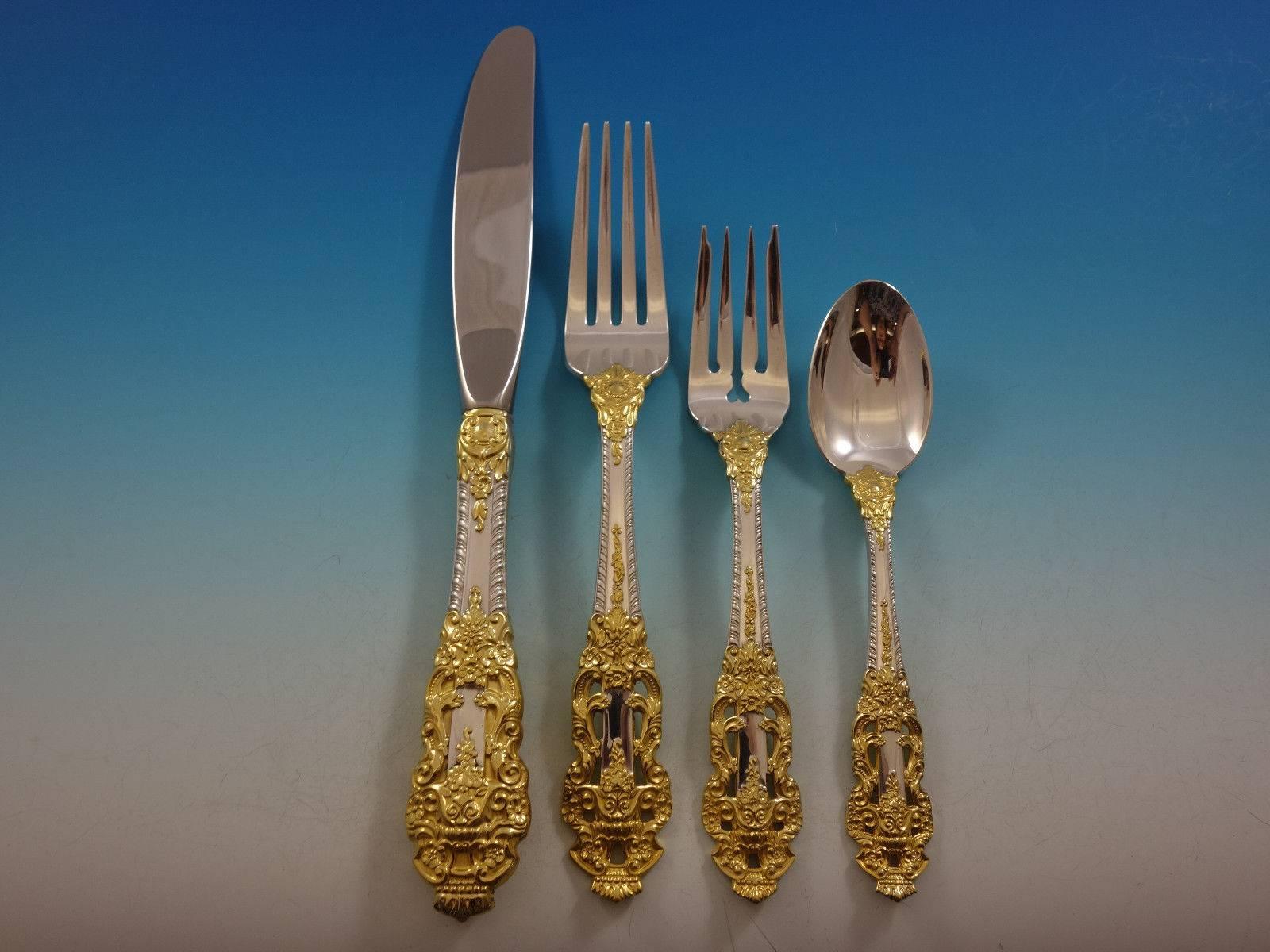 Golden Crown Baroque by Gorham Sterling Silver Flatware Dinner, Eight Service In Excellent Condition In Big Bend, WI