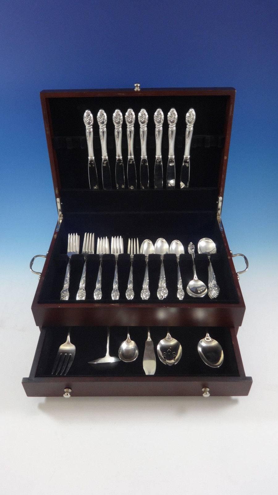 Enchanting Orchid by Westmorland sterling silver flatware set of 46 pieces. This set includes: 

eight knives, 9 1/8