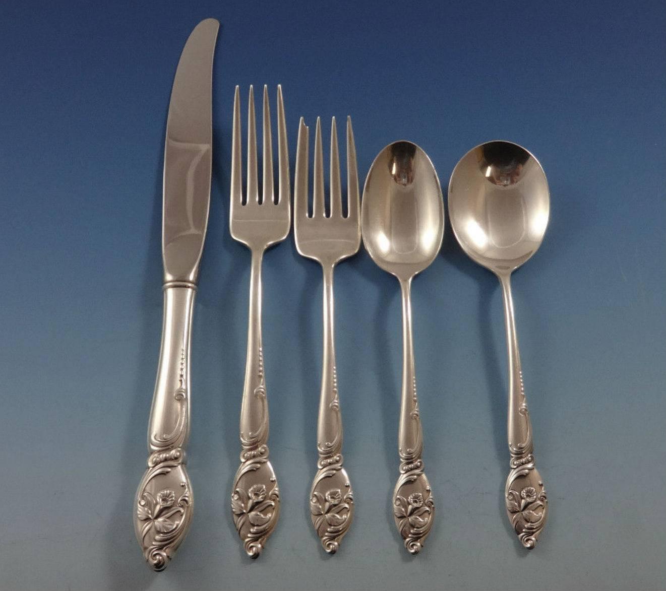 Enchanting Orchid by Westmorland Sterling Silver Flatware Service 12 Set 64 Pcs In Excellent Condition For Sale In Big Bend, WI