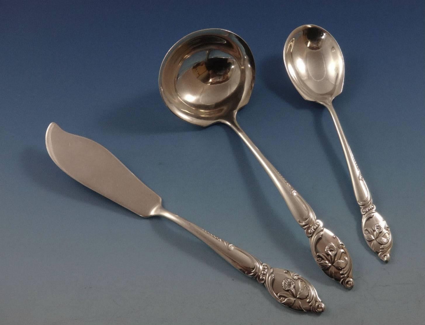 Argent sterling Enchanterissant service d'argenterie en argent sterling Orchid de Westmorland, 12 pièces, 64 pièces en vente