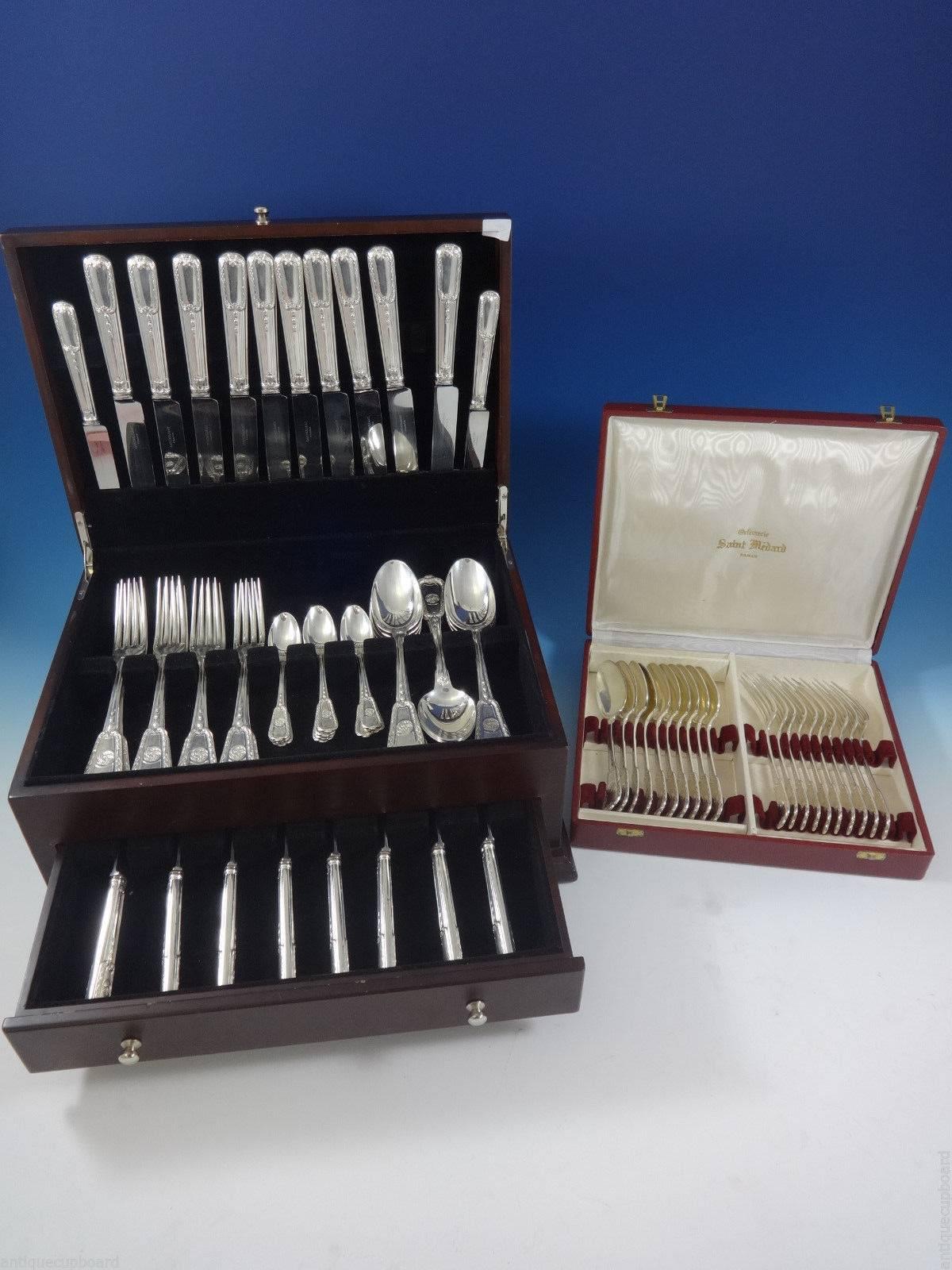 Fabulous Bagatelle by Christofle/Cardeilhac sterling silver dinner size flatware set of 70 pieces. This set includes: 

Ten dinner size knives, 10