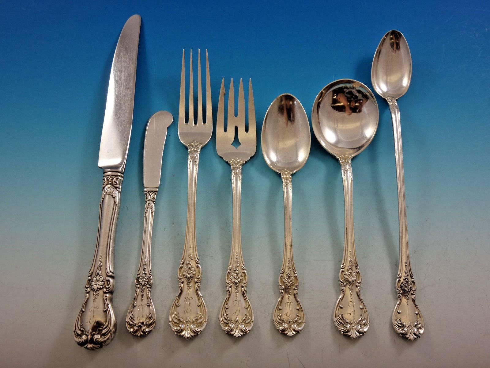 Old Master by Towle Sterling Silver Flatware Set for 8 Service 59 Pieces, L Mono In Excellent Condition In Big Bend, WI