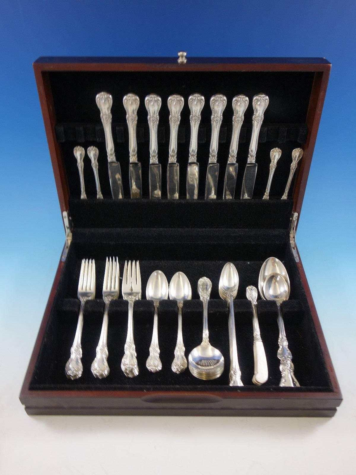 Old Master by Towle sterling silver flatware set, 59 pieces. This set includes: 

Eight knives, 8 5/8