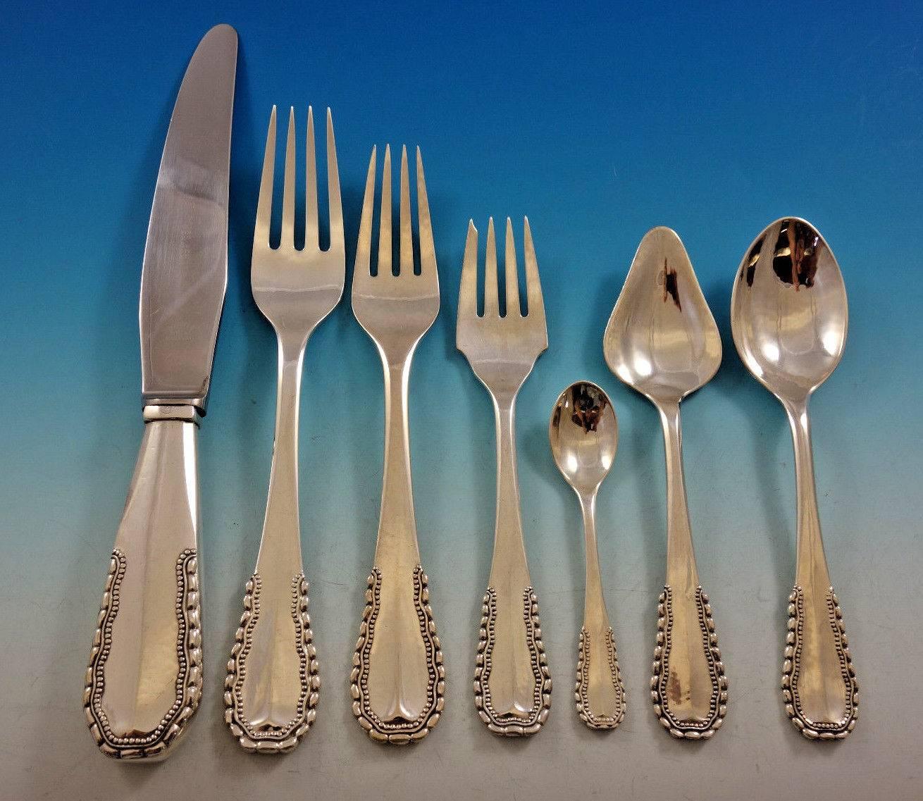 Viking by Georg Jensen Sterling Silver Flatware Set Danish 53 Piece Rare In Excellent Condition In Big Bend, WI