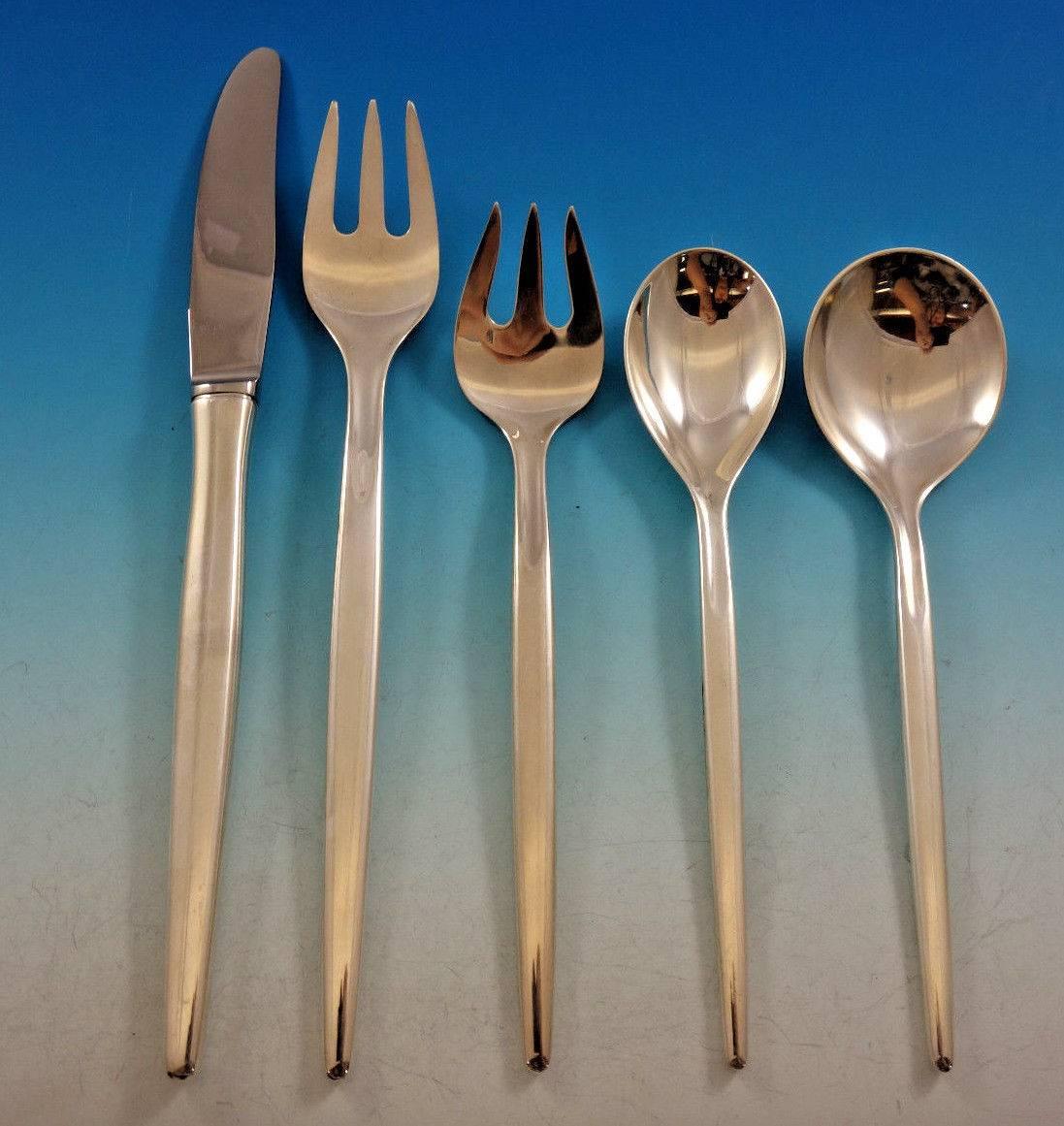 Tulip by Michelsen Sterling Silver Flatware Set Service 40 Pc Mid-Century Modern In Excellent Condition In Big Bend, WI