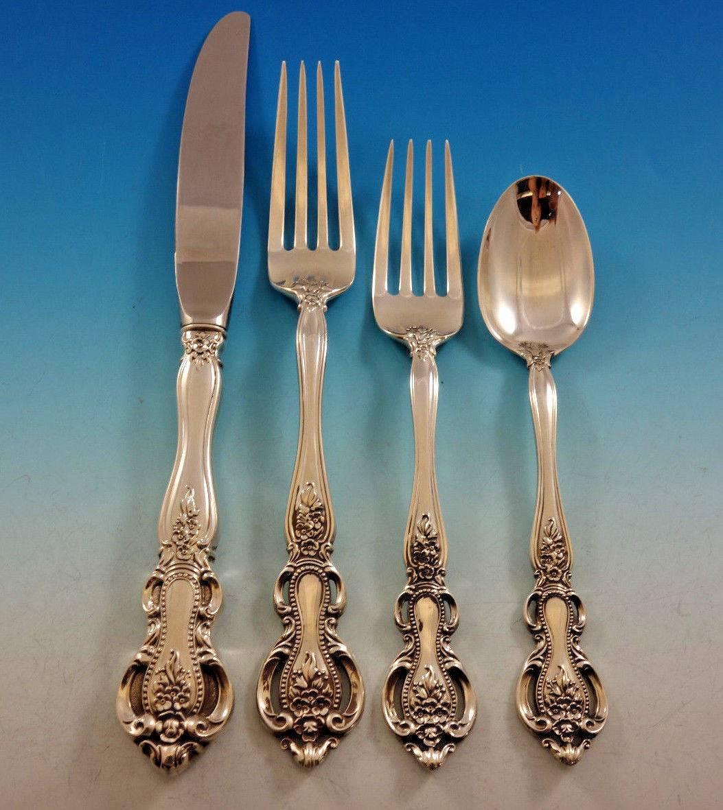 Belle Auberge by Kirk Sterling Silver Flatware Set for 12 Service 48 Pieces In Excellent Condition In Big Bend, WI