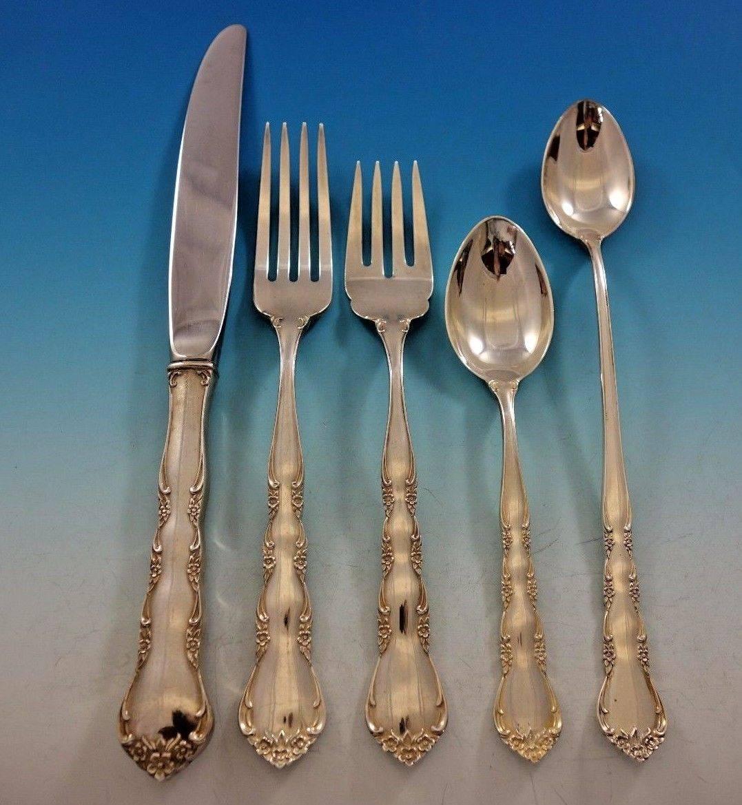 Cheryl by Kirk Sterling Silver Flatware Set for 8 Service 46 pieces For Sale 4