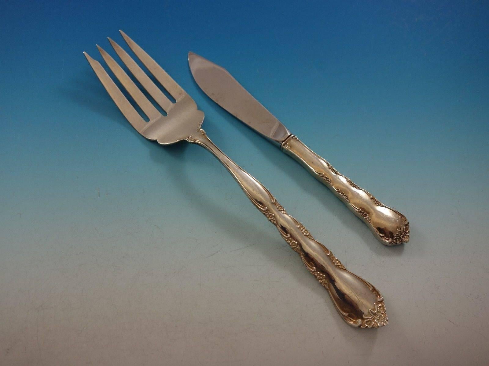 20th Century Cheryl by Kirk Sterling Silver Flatware Set for 8 Service 46 pieces For Sale