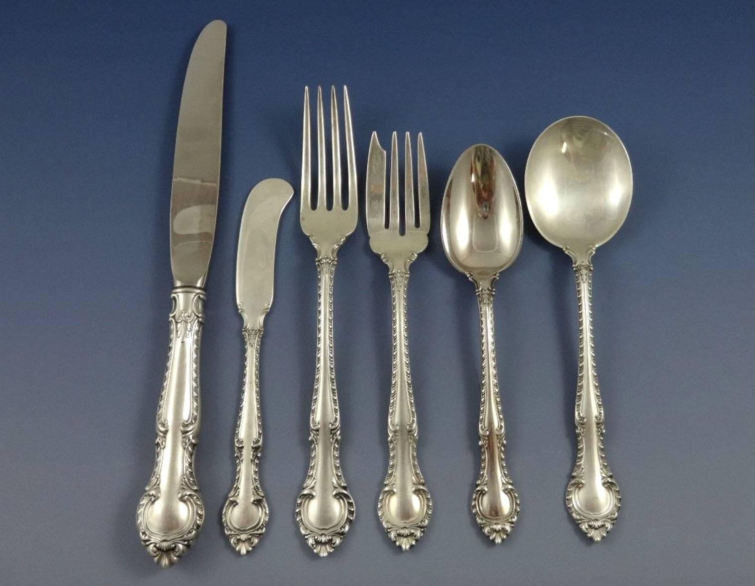 English Gadroon by Gorham Sterling Silver Flatware Set Service 82 Pieces In Excellent Condition In Big Bend, WI