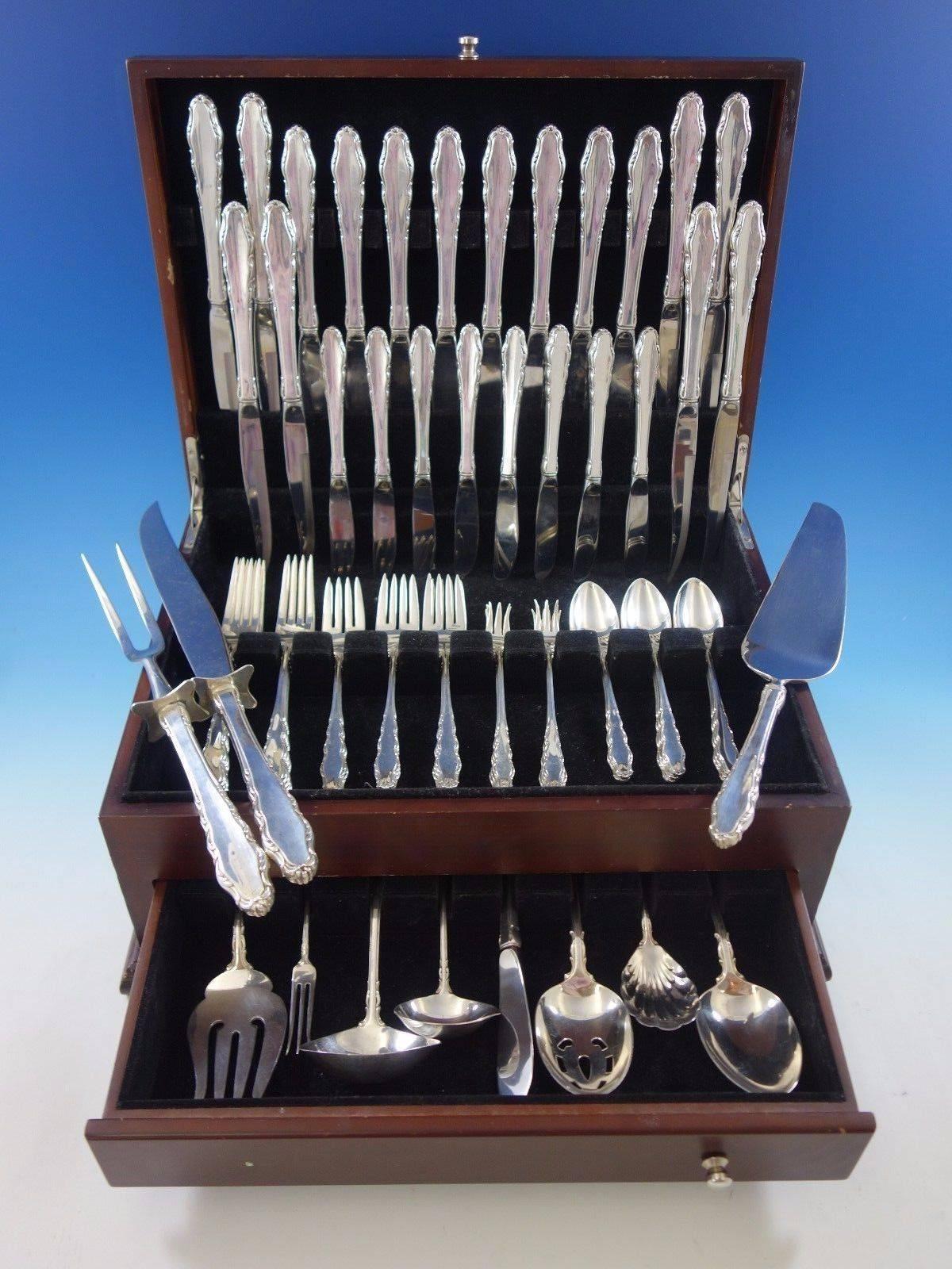 English provincial by Reed & Barton sterling silver flatware set - 67 pieces. This set includes: 

eight knives, 9 1/8