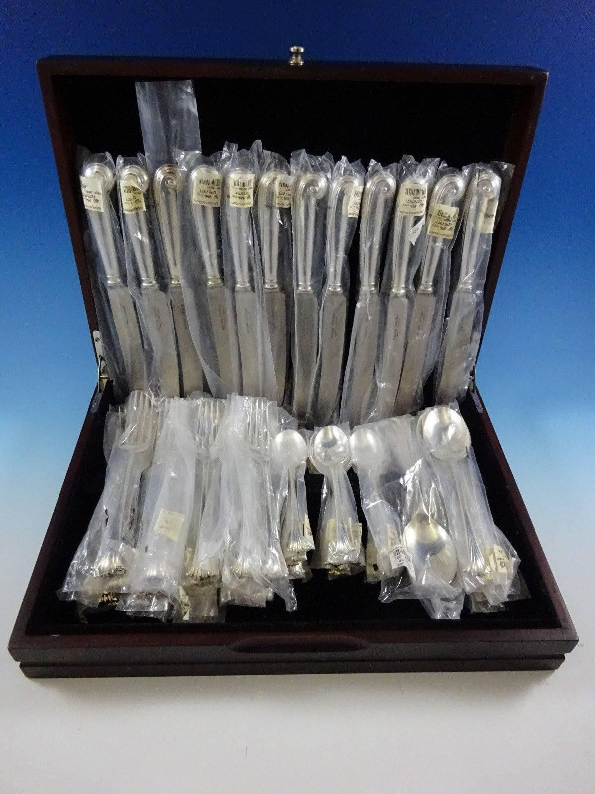 20th Century English Onslow by CJ Vander Silver Plated Flatware Set 12 Service 60 Pc New For Sale