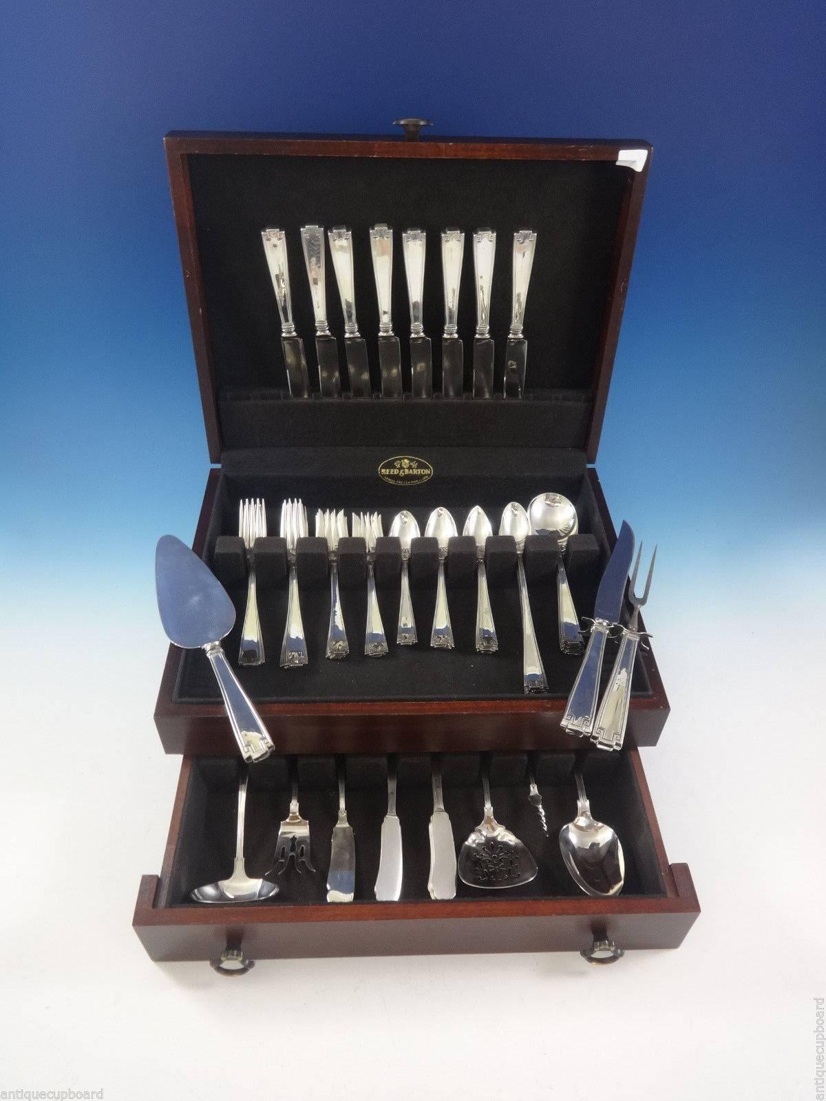 Etruscan by Gorham sterling silver flatware set - 81 pieces. This set includes: 

Eight knives, 8 1/2