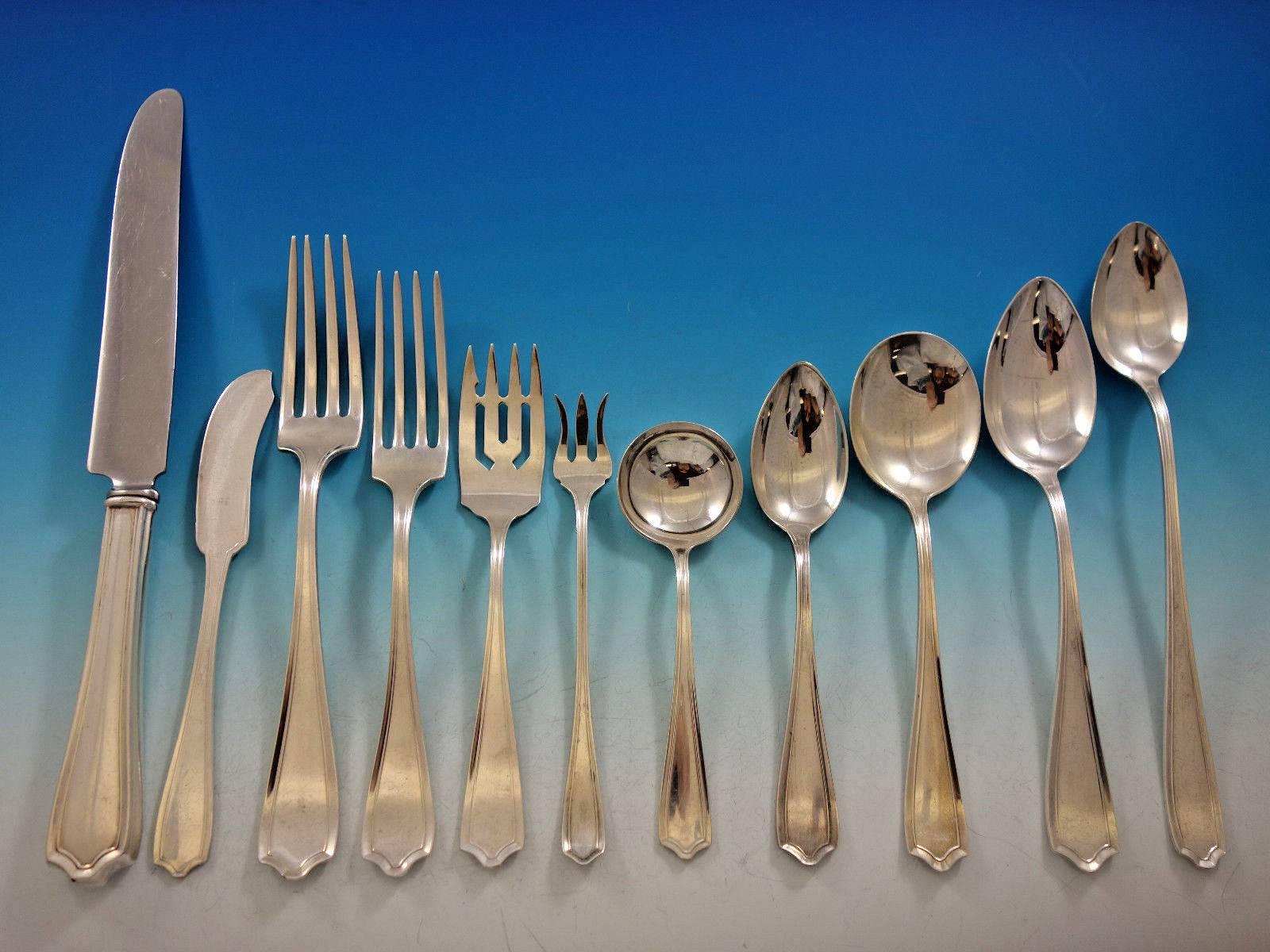 Maryland by Alvin Sterling Silver Flatware Set for 12 Service 136 Pieces Dinner In Excellent Condition In Big Bend, WI