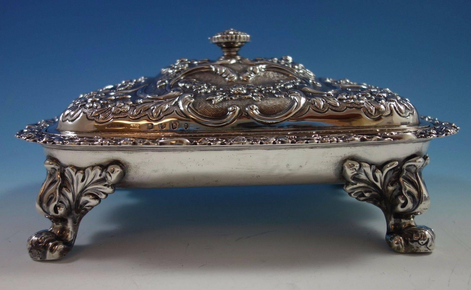 20th Century Repousse by Alexander Edmonstoun III Sterling Silver Dish Footed, 53.08 Ozt