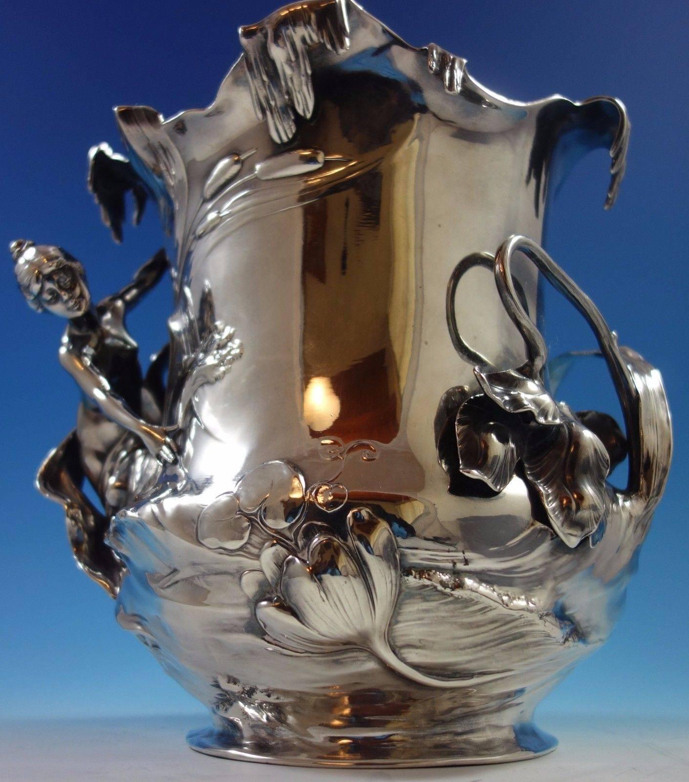 WMF of Germany Art Nouveau Silver Plate Wine Champagne Cooler Figural Hollowware 2