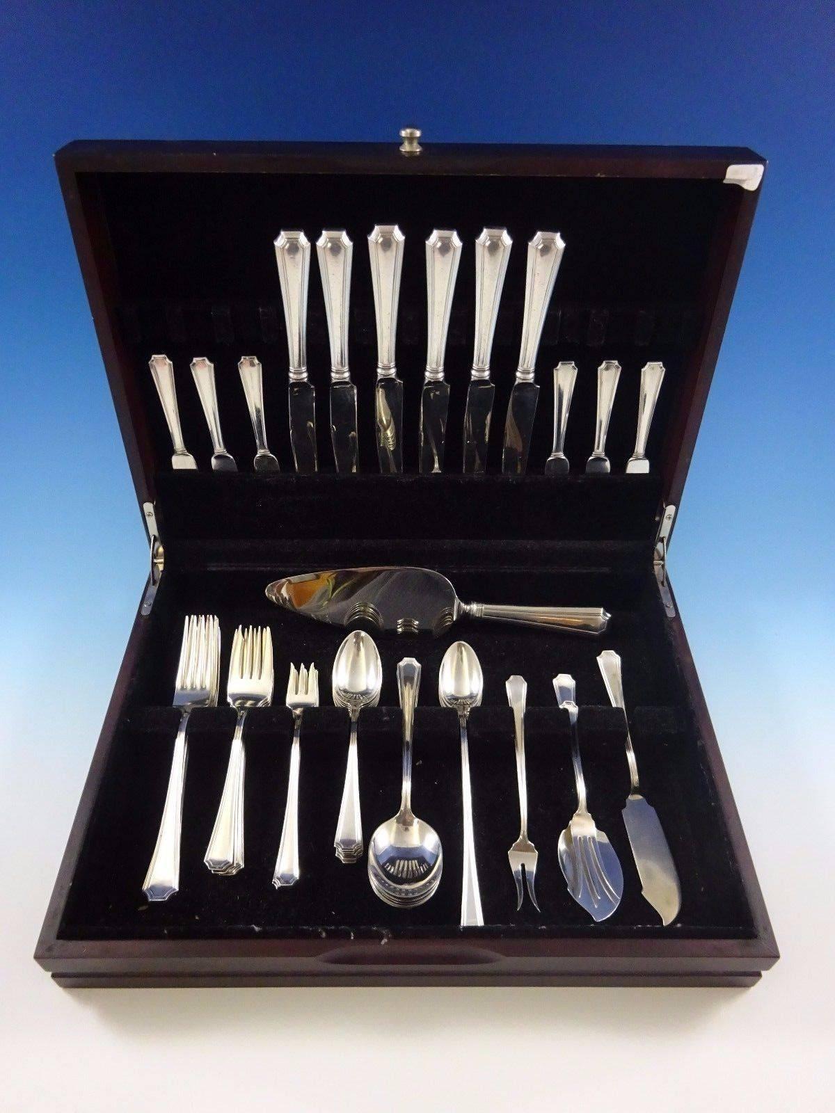 Fairfax by Durgin-Gorham sterling silver flatware set, 53 pieces. This set includes: 

Six knives, 8 7/8