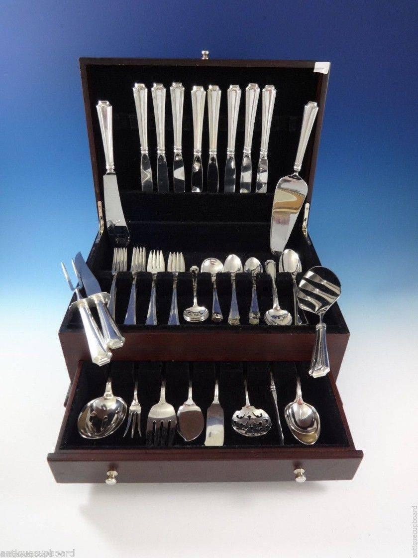 Fairfax by Gorham Sterling sterling silver place size flatware set of 63 pieces. This set includes: 

Eight place size knives, 9 1/8
