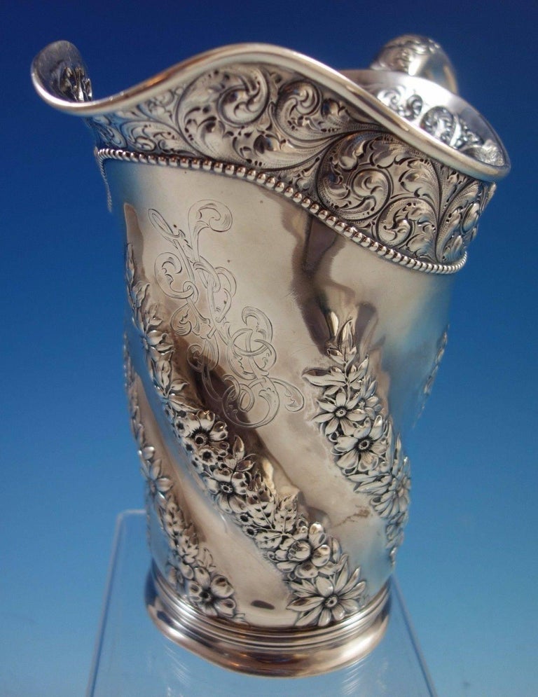 Gorham Sterling Silver Water Pitcher w Hand Chased Scrollwork 1775