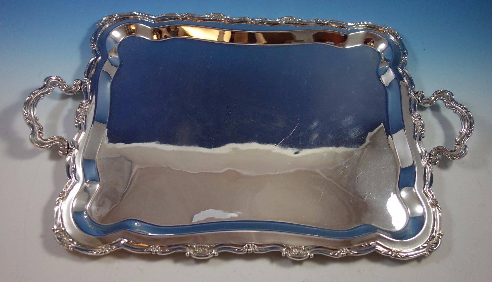 San Marco by Camusso Sterling Silver 7-Piece Tea Set Rectangular Tray SKU #1837 In Excellent Condition In Big Bend, WI