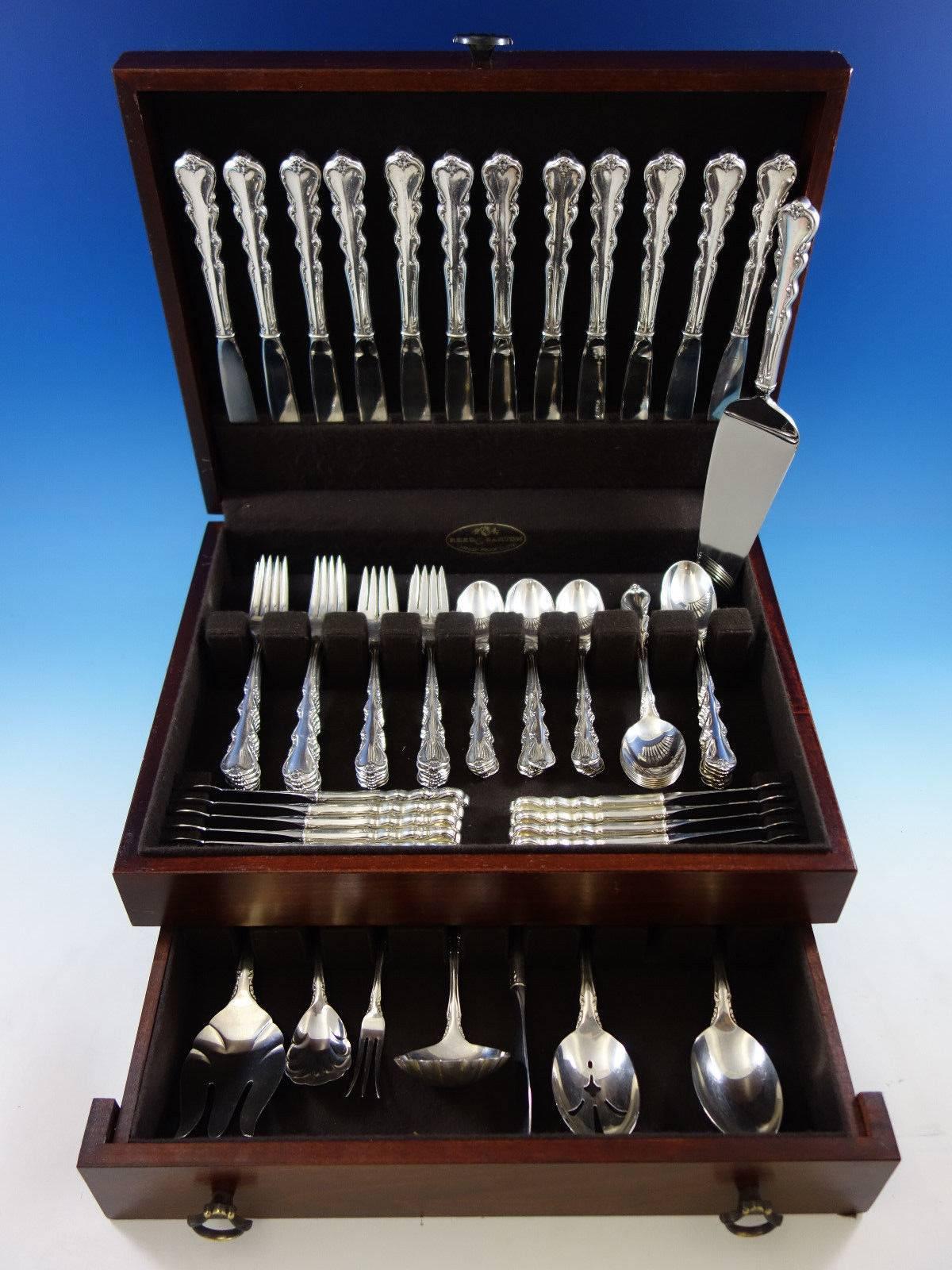 Angelique by International sterling silver flatware set, 80 pieces. This set includes: 

12 knives, 9 1/4