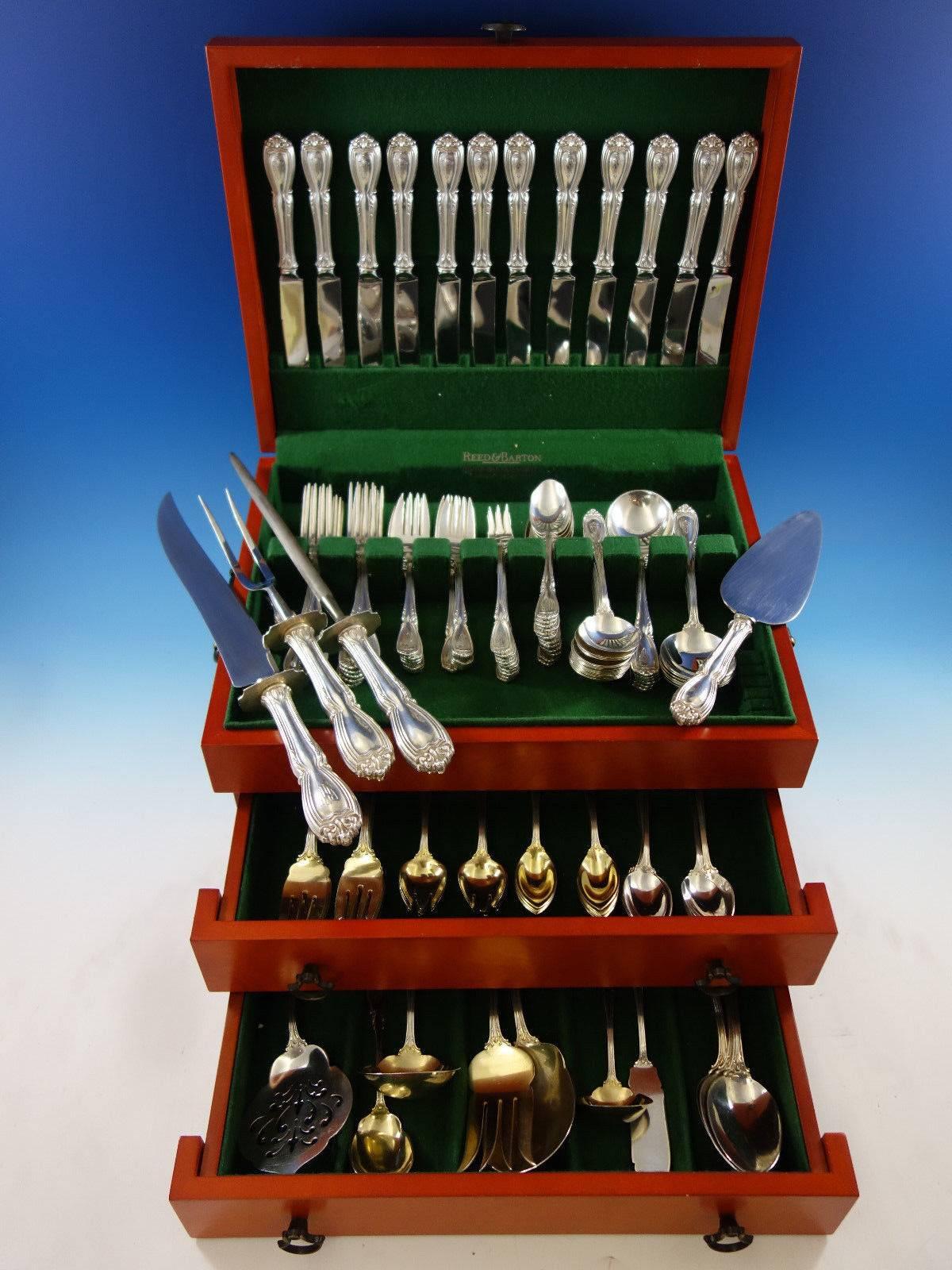 Wellington by Durgin sterling silver flatware set, 146 pieces. This set includes: 

12 knives, 8 7/8