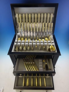 Medici Old by Gorham Sterling Silver Flatware Set Service Vermeil 159 Pcs