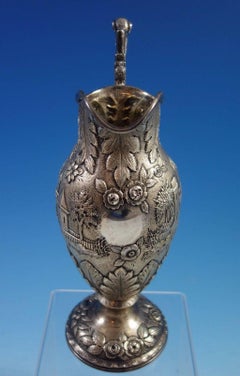 Repousse by AG Schultz Sterling Silver Milk Pitcher Architectural Castle, Leaves