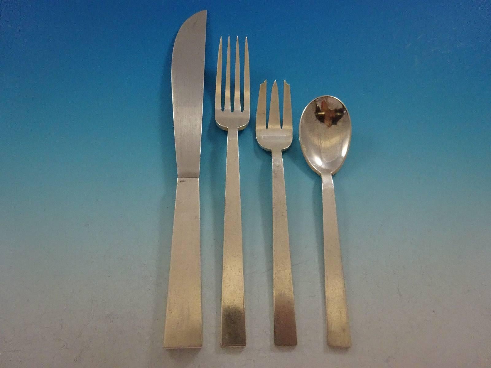 Moderne by Adra Sterling Silver Flatware Set Modernism, Worked with Adler, 29 Pc In Excellent Condition In Big Bend, WI