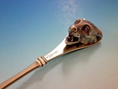 Art Silver C.1860-1883 Sterling Silver Ice Scoop w/ 3D Bear 12" Superb!