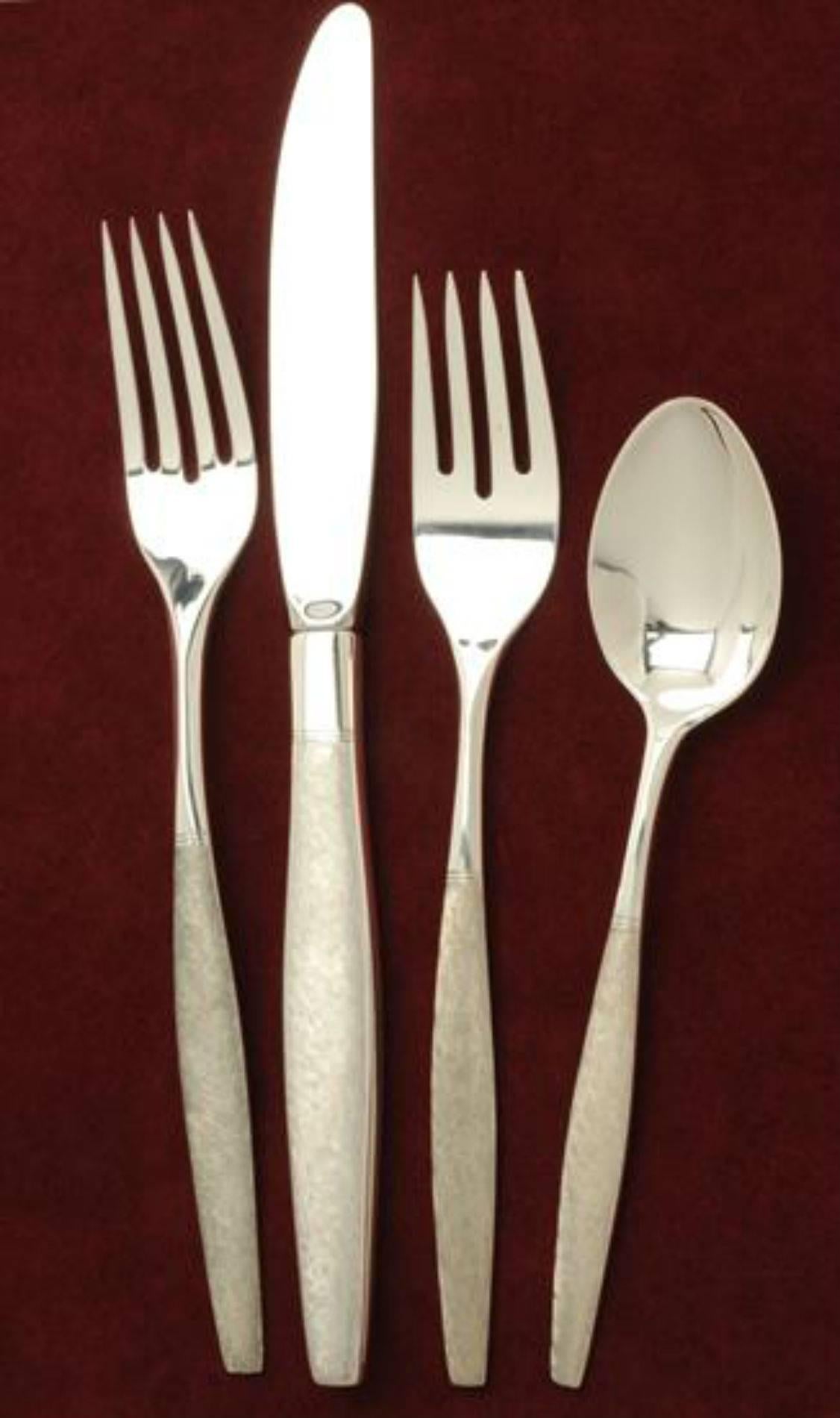 Florentine by Kirk Sterling Silver Flatware Set for 8 Service 38 Pieces Matte For Sale 3