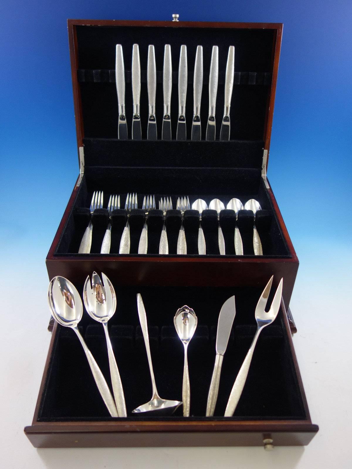 Florentine by Kirk sterling silver flatware set with matte textured 