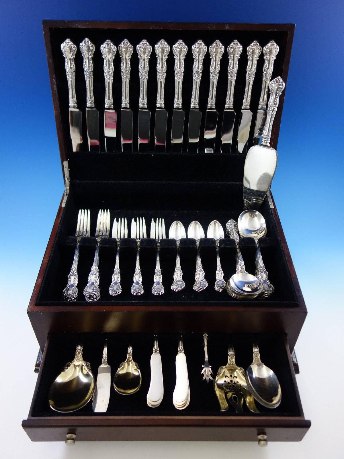 Fleury by Gorham sterling silver flatware set of 79 pieces. This set includes: 12 dinner knives, 9 1/2