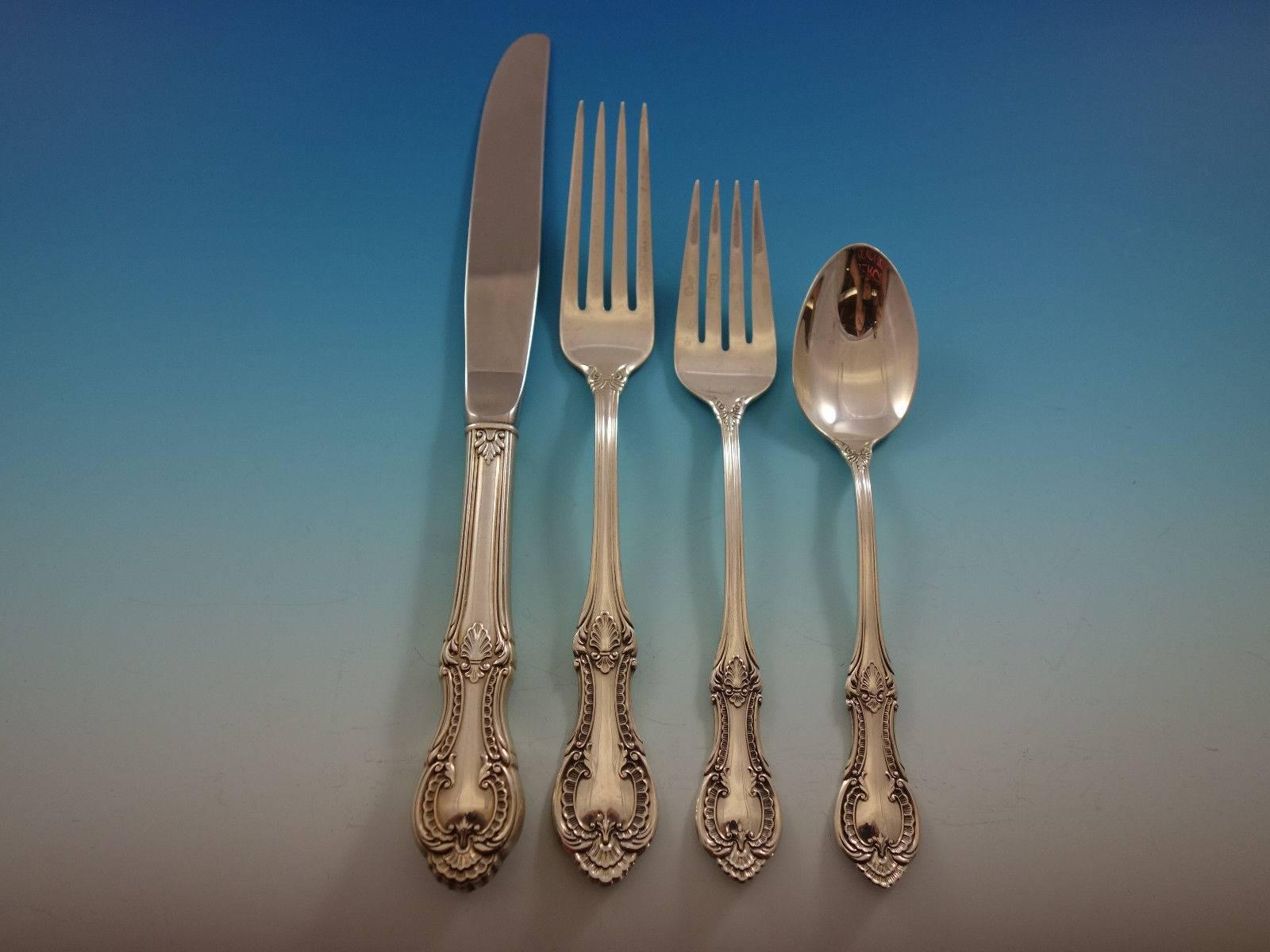 Lambeth Manor by International Sterling Silver Flatware Set for 8 Service 40 Pcs In Excellent Condition For Sale In Big Bend, WI