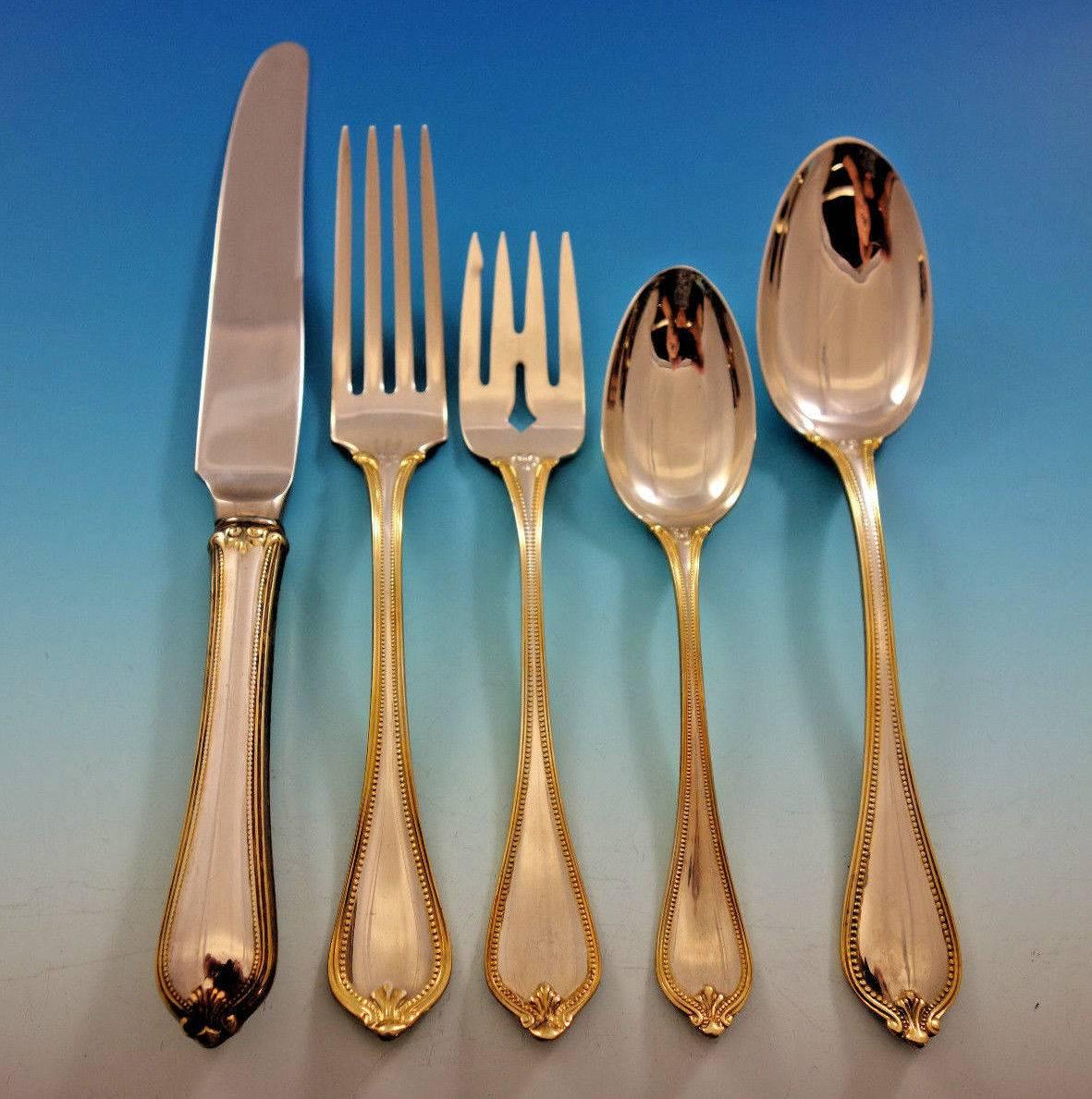 Old Newbury Gold Accent by Towle Sterling Silver Flatware Set 8 Service 40 Pcs 3