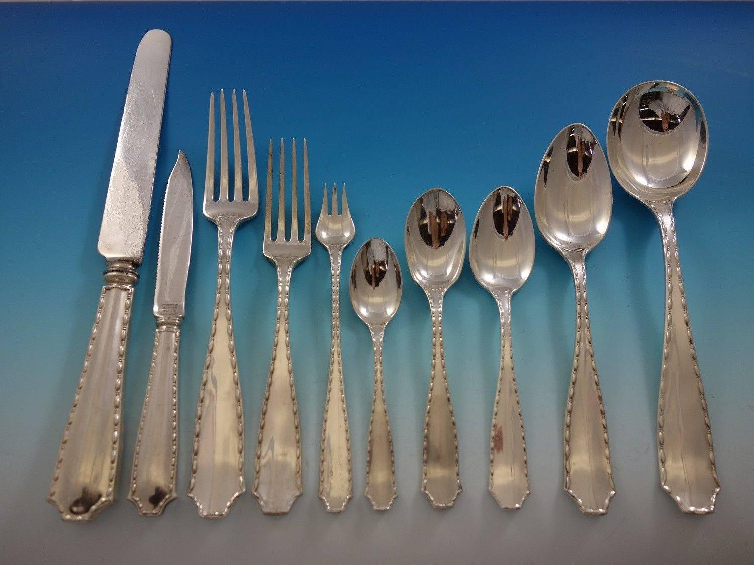 20th Century Marquise by Tiffany & Co. Sterling Silver Flatware Set 8 Service 80 Pcs Dinner For Sale