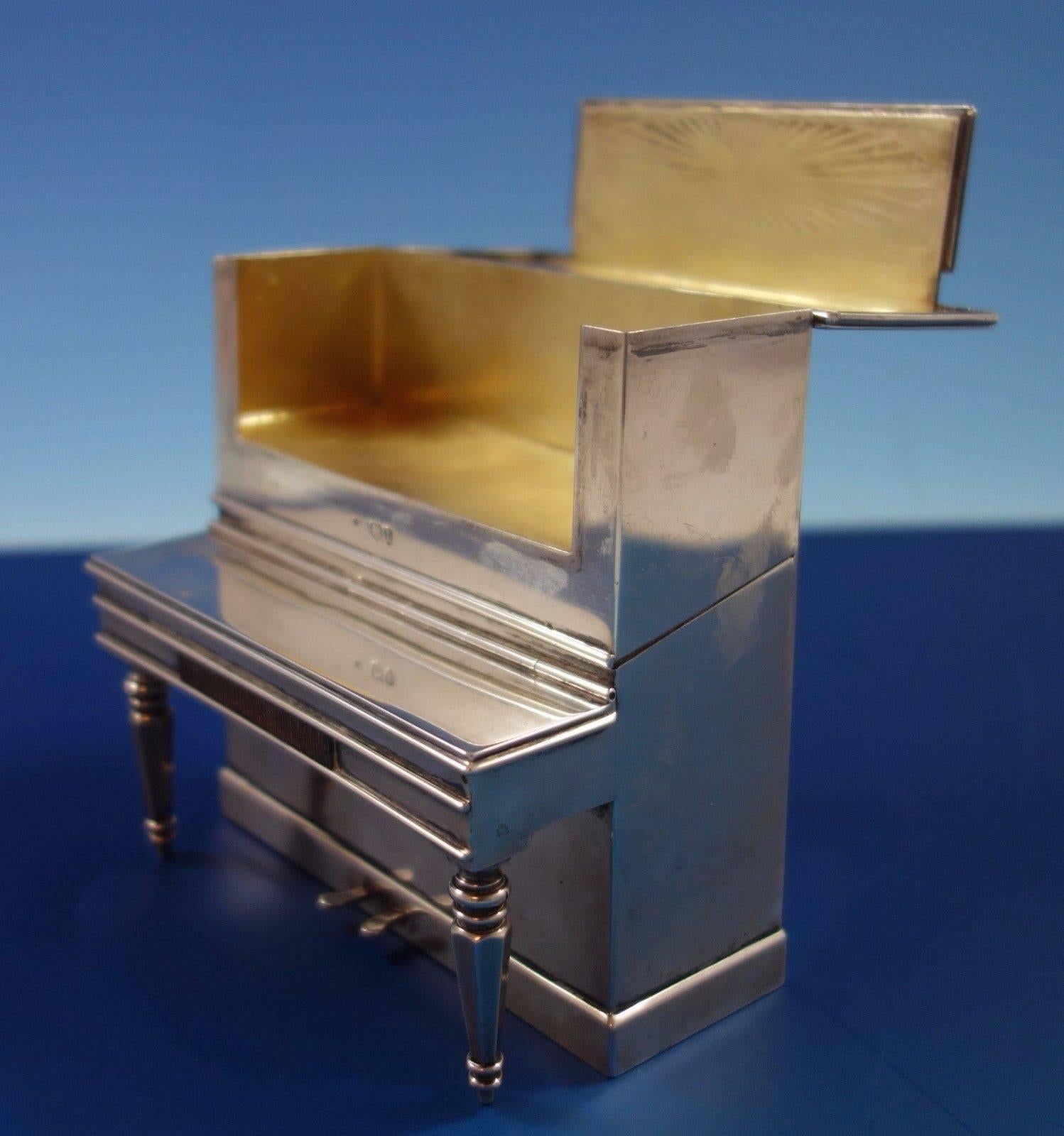 British English Sterling Silver Piano Cigarette Box and Match Safe Fabulous Hollowware