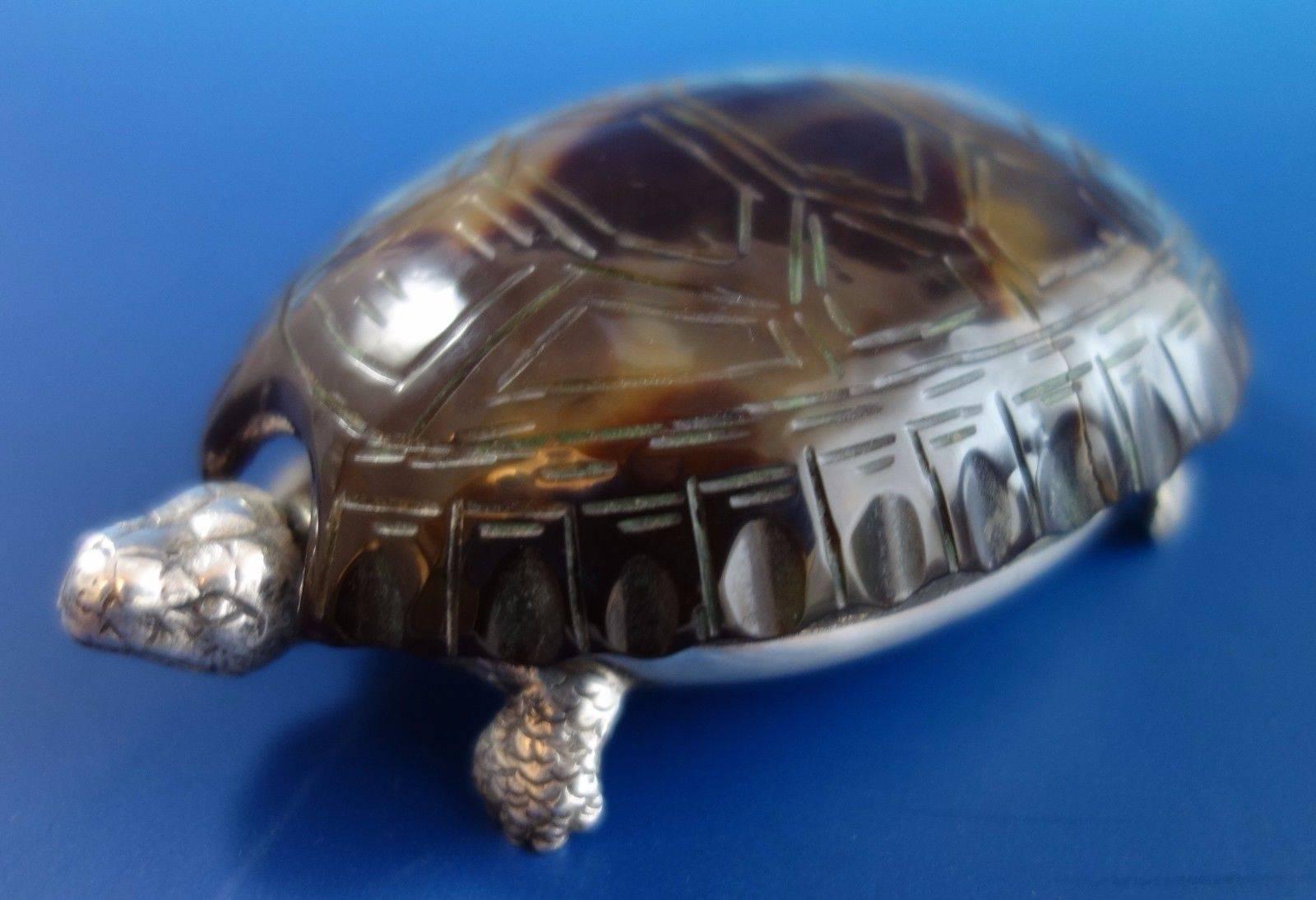 British W.M. Hornby English Sterling Silver Match Safe Box Turtle Tortoise Form '#2020'