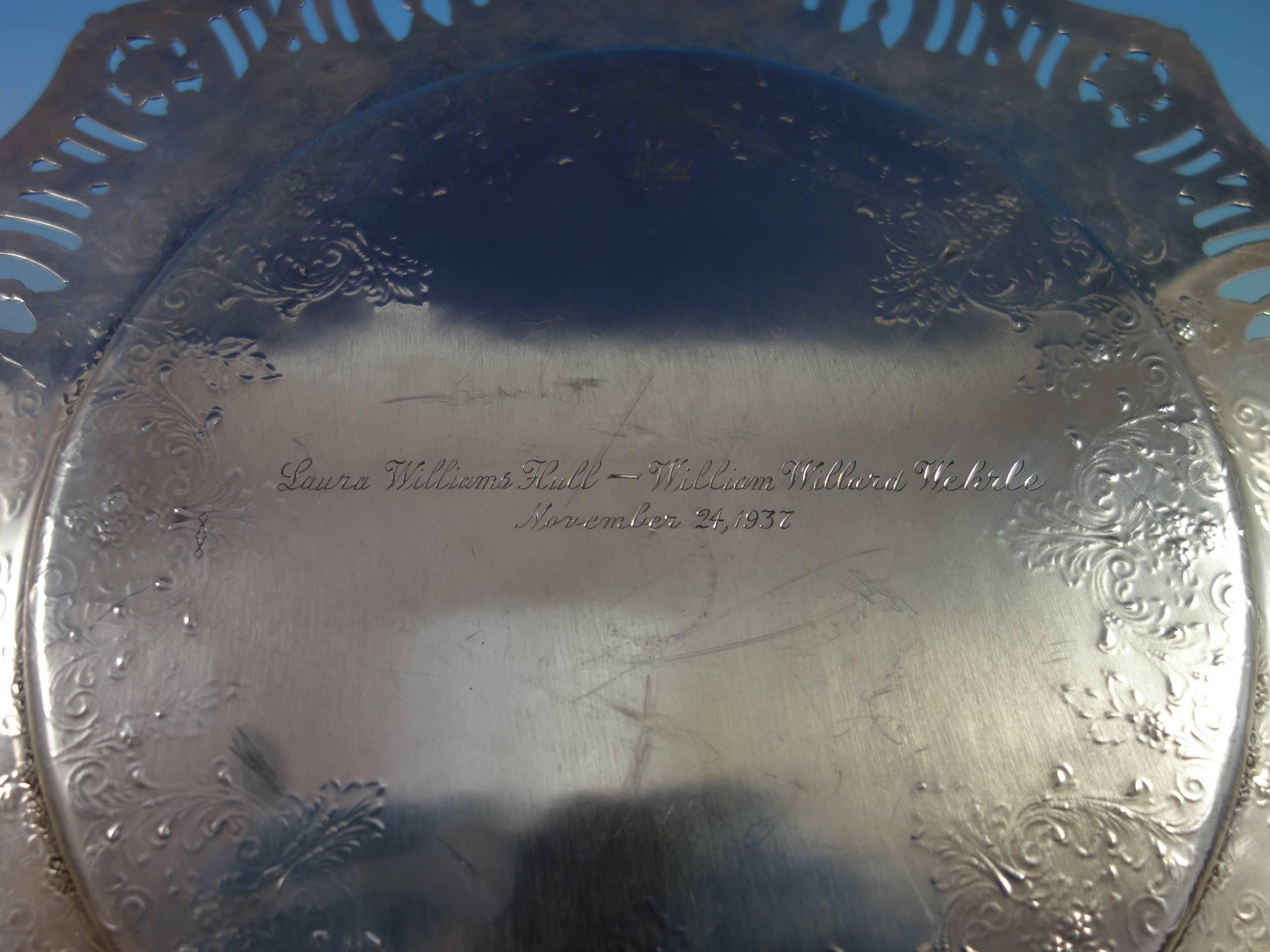 Pierced Border by J.E. Caldwell Sterling Silver Sandwich Platter Hollowware 4