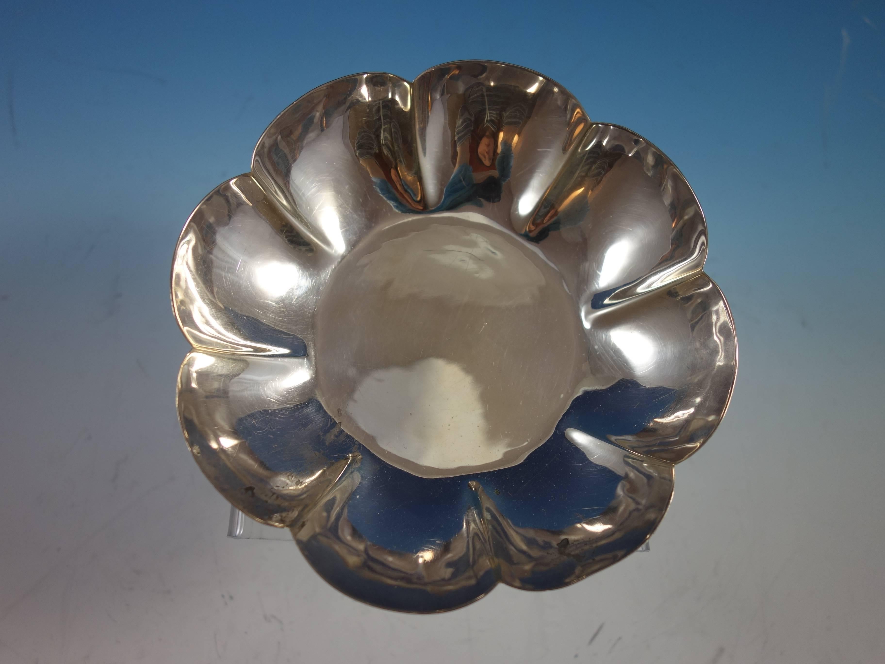 20th Century Mexican Mexico Sterling Silver Bowl Petal Shaped Lobed Hollowware