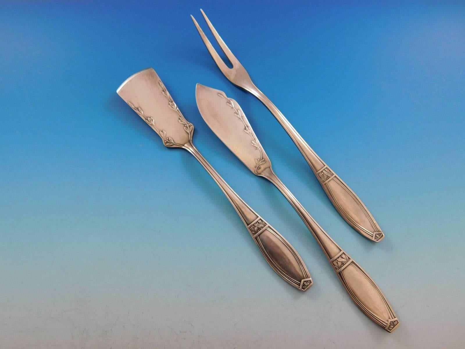 German Art Deco Silver Plated Flatware Set by CB Schroeder Service 156 pieces In Excellent Condition In Big Bend, WI