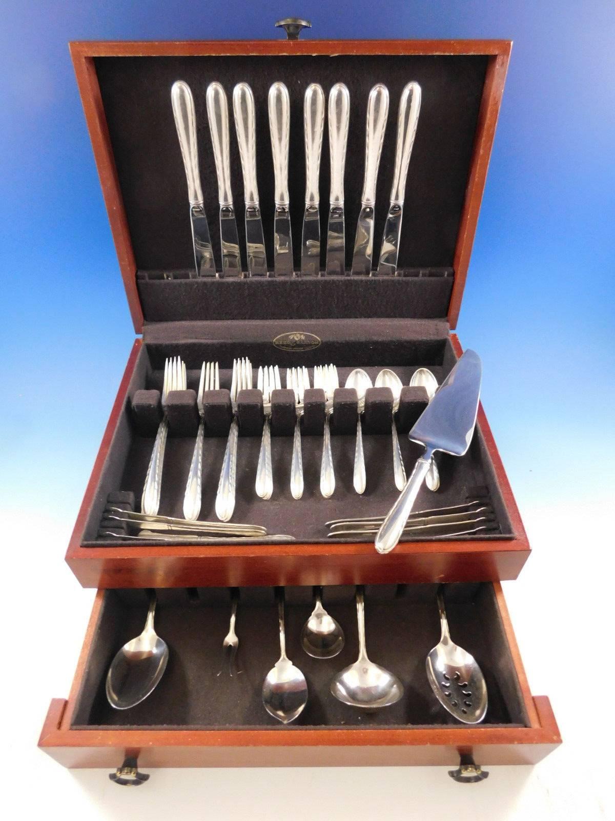 Dinner Size Silver Flutes by Towle Sterling Silver Flatware set - 47 pieces. This set includes: 

8 Dinner Size Knives, 9 3/4