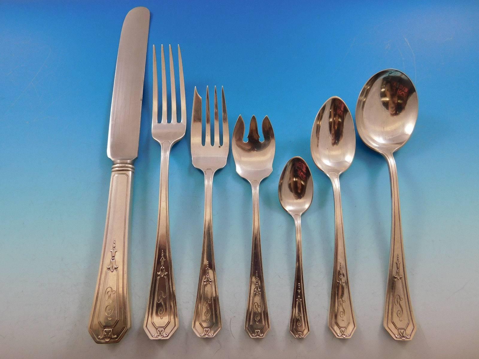 Princess Mary Wallace Sterling Silver Flatware Set Service 88 pc Dinner L Mono For Sale 4
