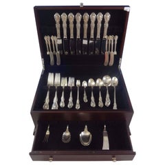 Ensemble de huit couverts en argent sterling de 76 pièces pour le dîner Wild Rose International