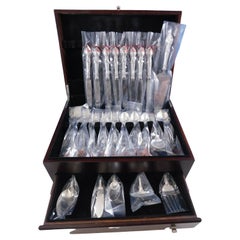 Used English Gadroon by Gorham Sterling Silver Flatware Set for 8 Service 46 pc New