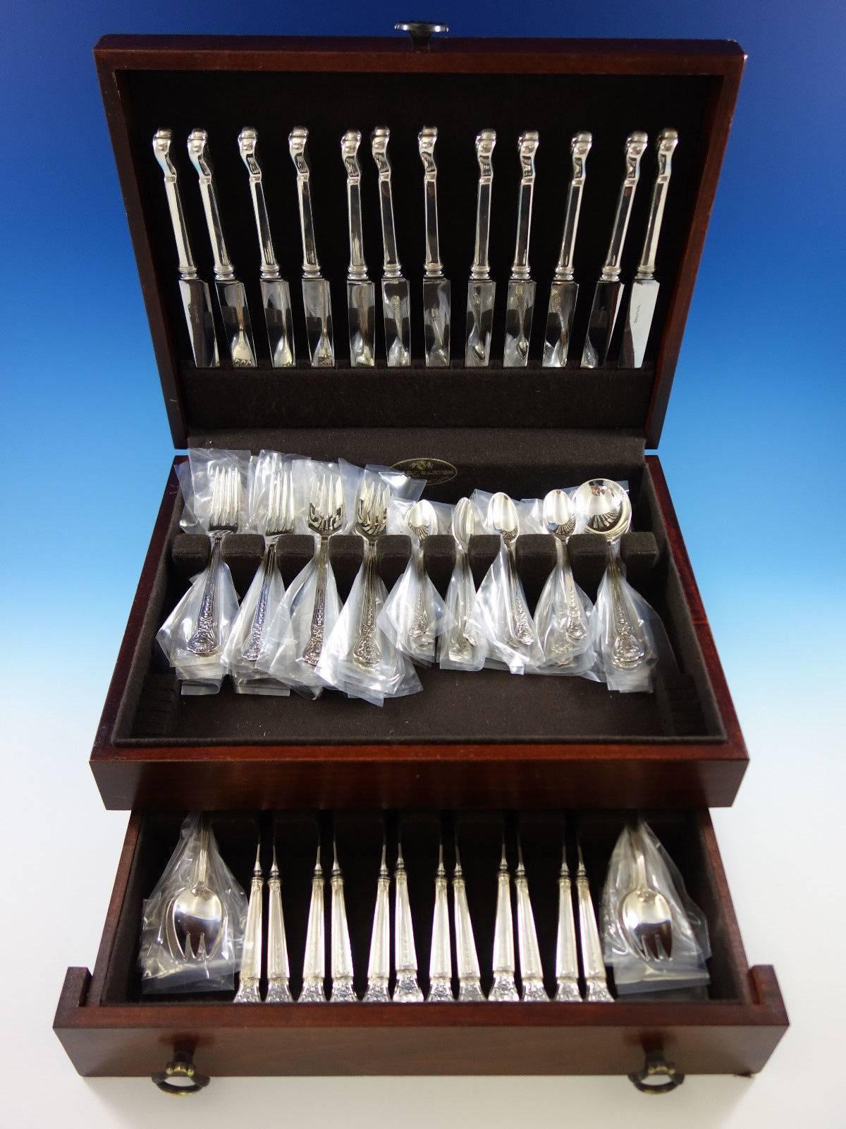 A.J. Fuller Tiffany and Co Sterling Silver Flatware Set Figural Custom Pattern In Excellent Condition In Big Bend, WI