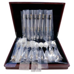 Aegean Weave Gold by Wallace Sterling Silver Flatware Set 8 Service 40 Pcs New