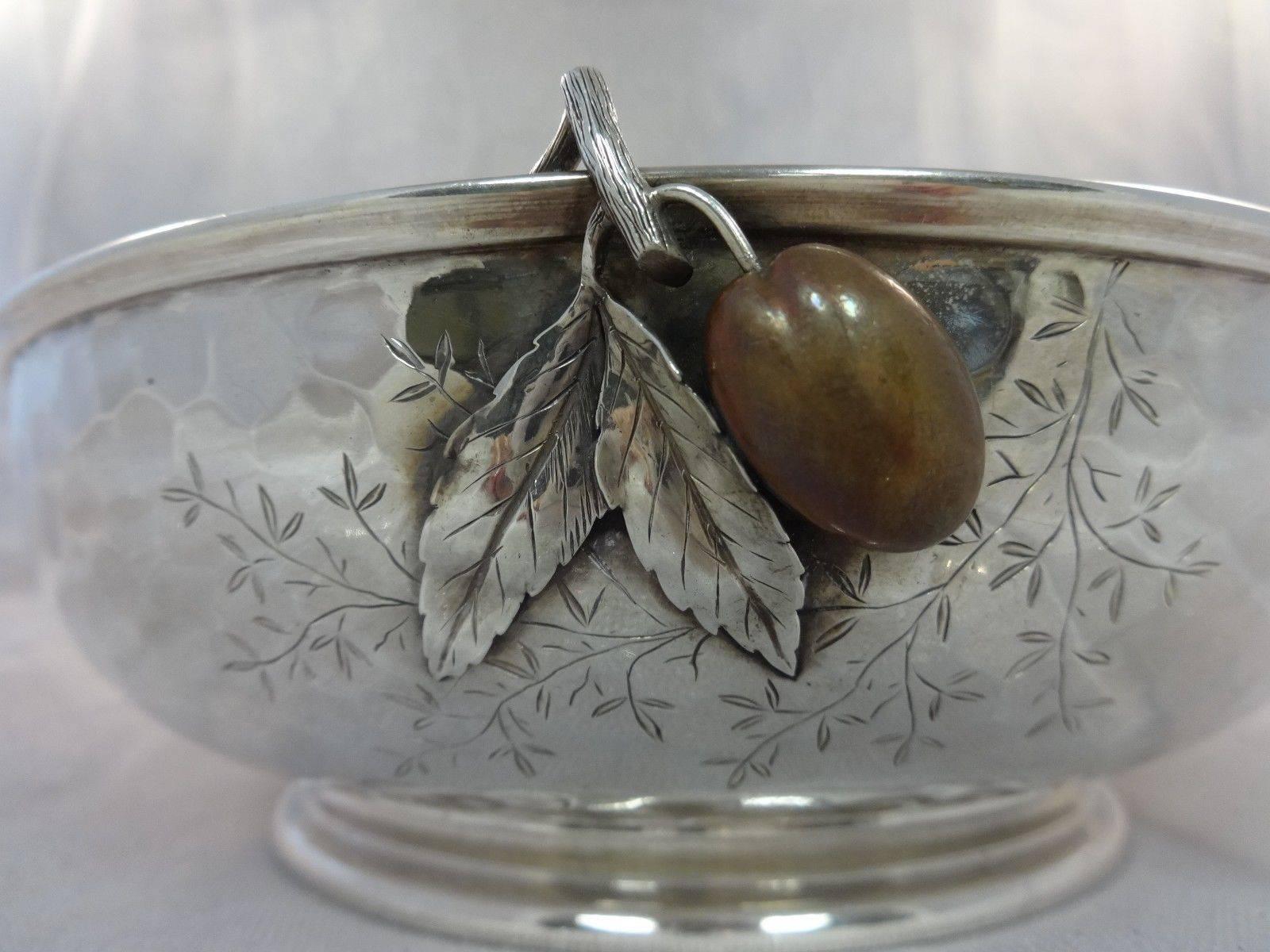 Mixed Metals by Whiting Sterling Fruit Bowl with Applied Fruit and Leaves 2