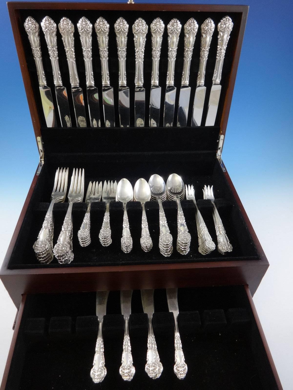 French Renaissance BY Reed & Barton sterling silver dinner size flatware set - 84 pieces. this set includes: 12 dinner size knives, 9 3/4