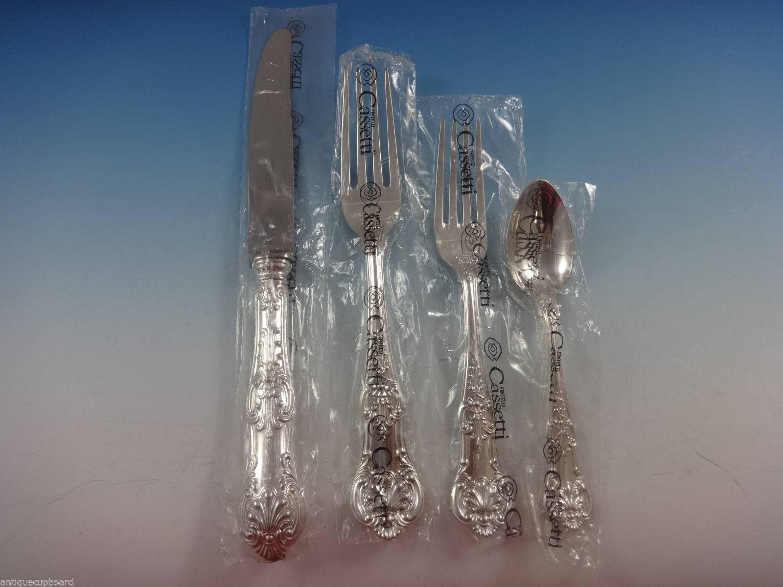 Italian LORENA BY CASSETTI Sterling Silver Dinner Flatware Set 12 SERVICE 66 PIECES NEW