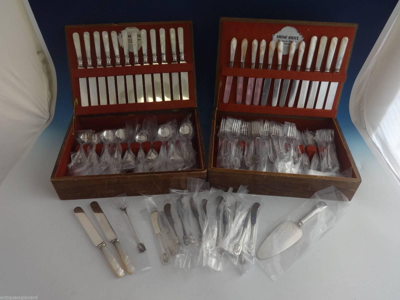 Louis XVI by Shreve Sterling Silver Flatware Set Service Fitted Boxes, 197 Pcs In Excellent Condition In Big Bend, WI